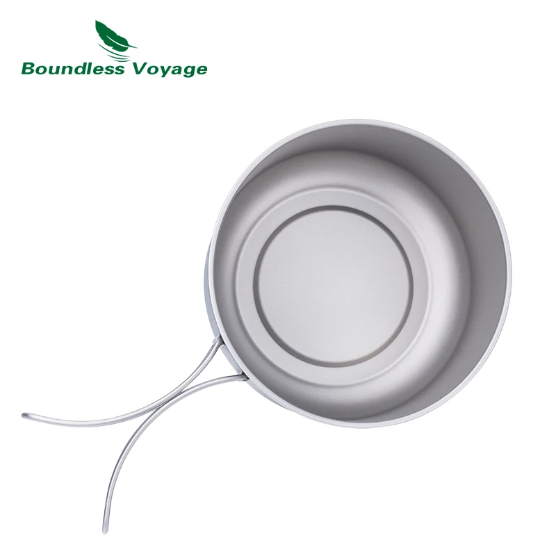 Titanium Camping Pot with Lid Ultralight Outdoor Cooking Pot Single Layer Lunch Box with Folding Handle Boundless Voyage Ti2041C kitchen utensils,camping cookware,camping cookware set