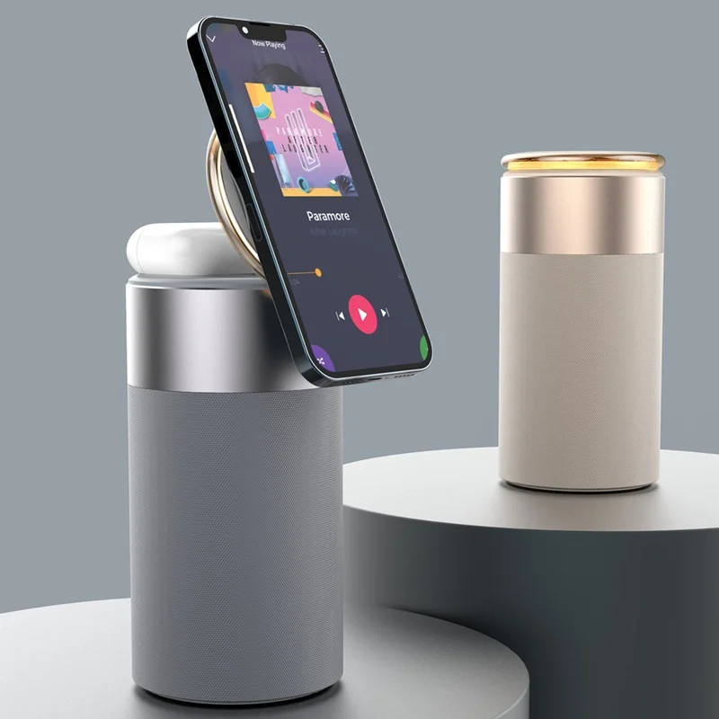 

Multifunctional Magnetic Wireless Charger Bluetooth Speaker Night Light Built-in 1800Mah for Iphone Airpods 11 12 13 14 Pro Max