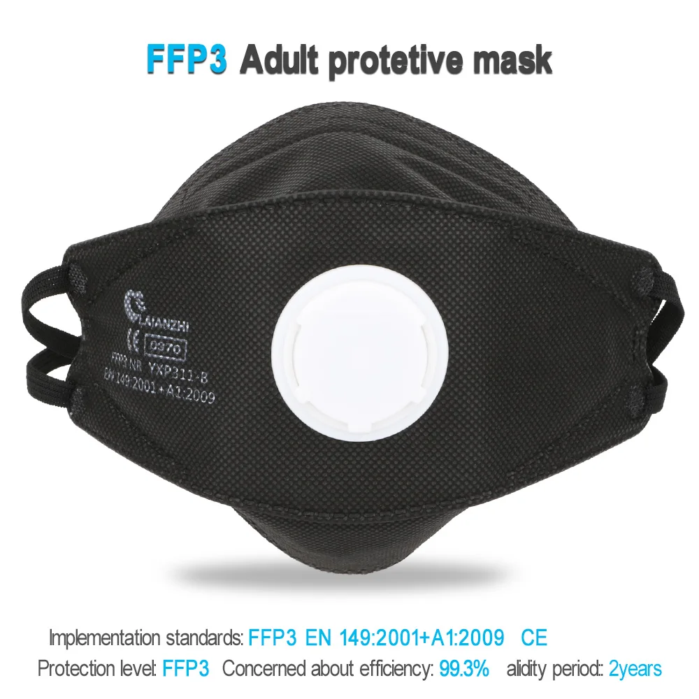 LAIANZHI FFP3 CE Face mask Air valve protective masks pm2.5 masks harmful hygiene mask filter Headwear mouth mask ffp3mask 2