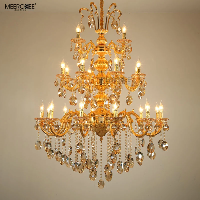 Meerosee Lampadario In Cristallo Dorato Luci Lampara De Techo Lustre Lampada A Sospensione A Sospensione Lampadario Illuminazione Per Elettrodomestici