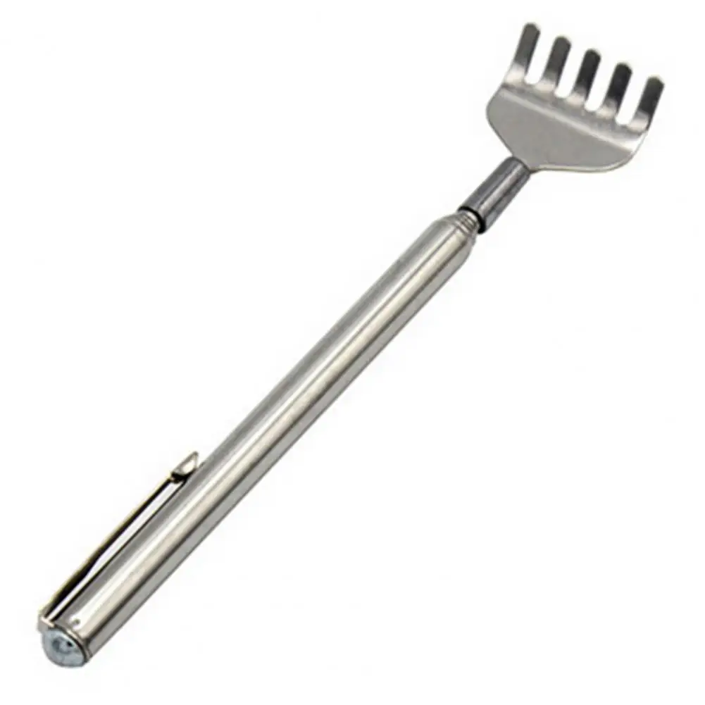 Scratcher stick telescopic handle stainless steel extendable back scratcher tool with pocket clip