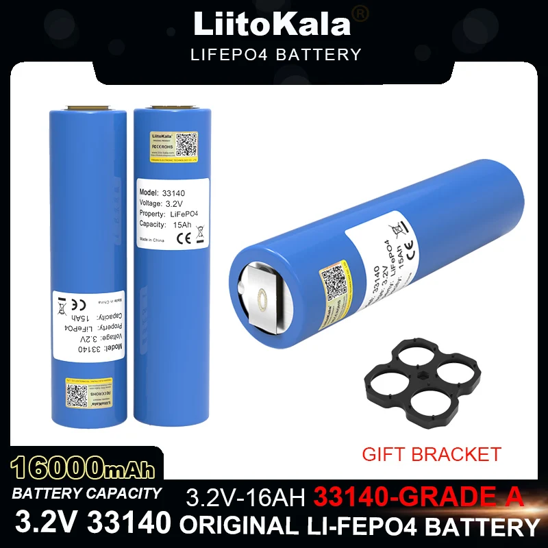 LiitoKala 33140 16Ah lifepo4 3.2V Cells for diy 12v 24V 36V 48V 20AH 30AH ebike e-scooter power tools Battery pack+Nickel sheet