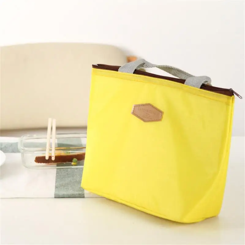 Lunch Box Camping Picnic Bag Lunch Bag Solid Color Portable Insulated Refrigerated Bag Cold Food Cooler Thermal Bag Handbag Hot