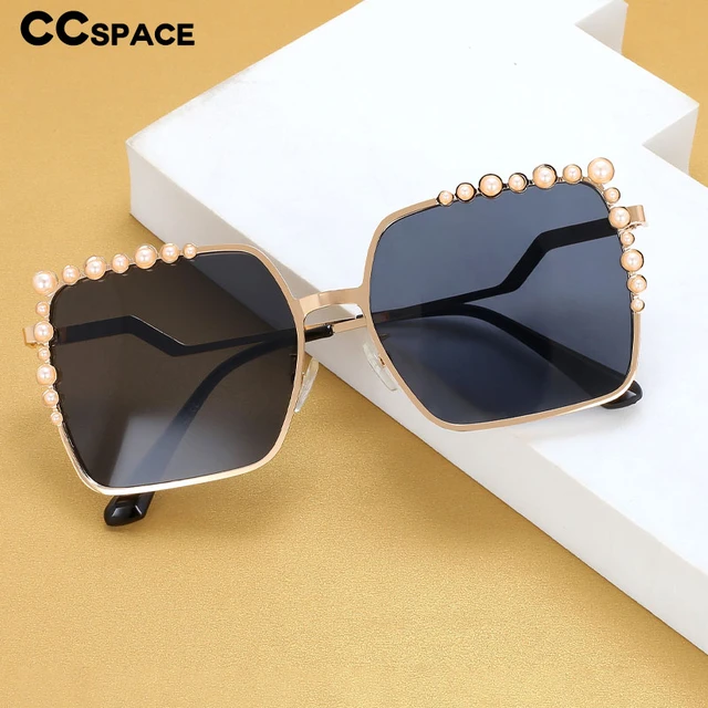 46340 Luxury Brand Sunglasses Pearl Decoration Women Fashion Shades Uv400  Lady's Vintage Glasses