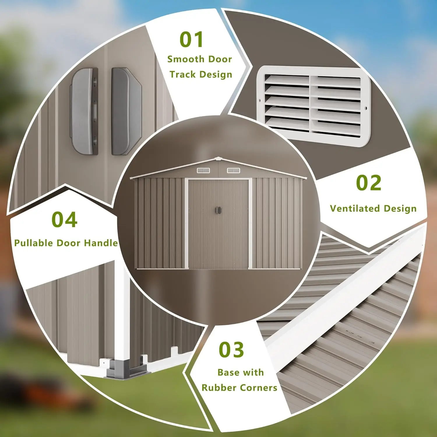 10'X8' Outdoor Storage Shed Metal Galvanized Tool Shed With Vents & Lockable Sliding Door,Waterproof Backyard Shed For