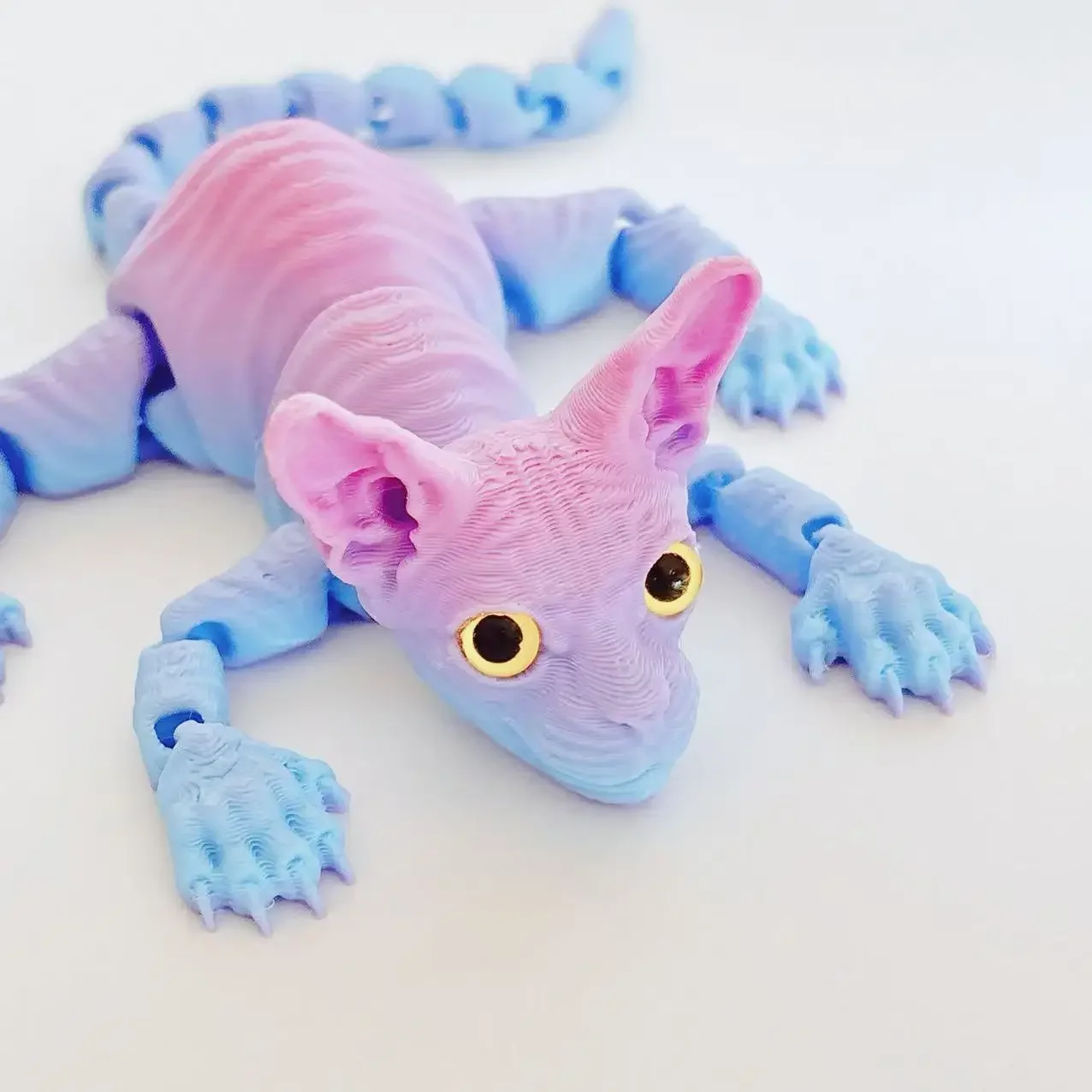 Realistic Multi-Joint Movable Cat Figurine - 3D Printed Desk Decor and Gift Toy