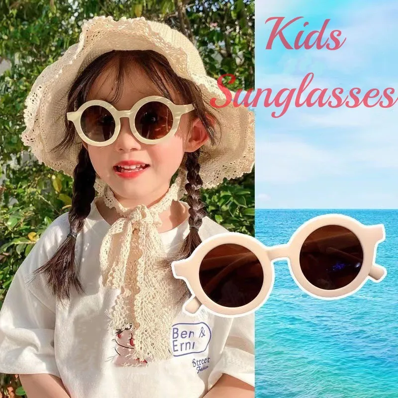 

Vintage Trendy Kids Summer Sunglasses Children Round Frame Sunglasses Baby Infant's Retro UV400 Ultralight Sun Glasses Eyewear