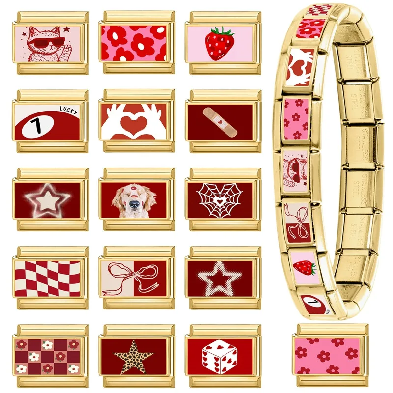 Italian Charm Links Stainless Steel Bracelet Fashion Jewelry