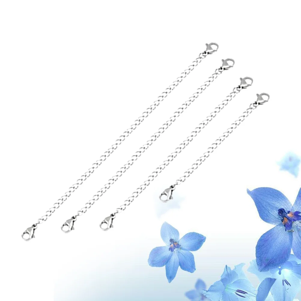 

4 PCS Extender Chain Chains Necklace Bracelet Metal Extension with Lobster Clasp at Both Ends