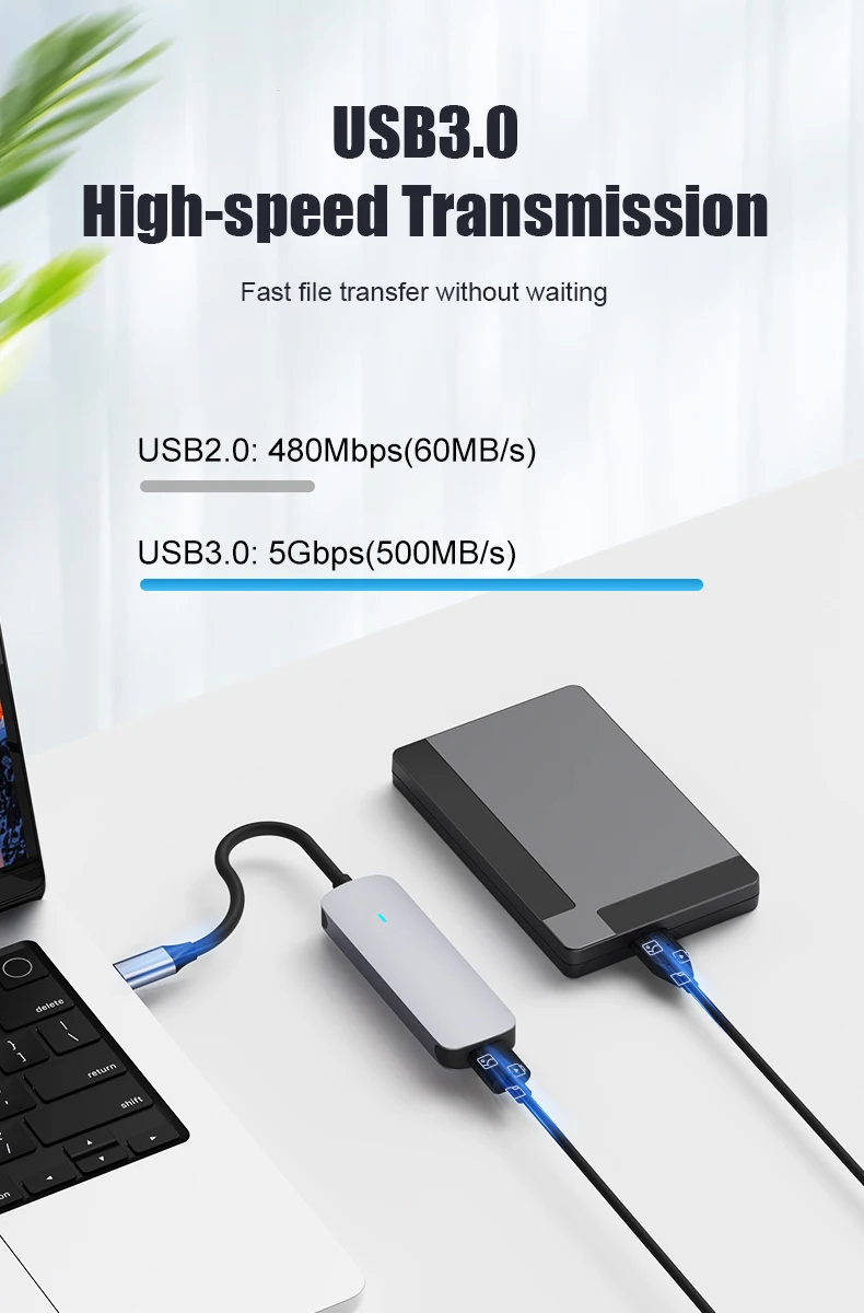 4 Порта USB C Концентратор 4 В 1 Док-Станция Адаптер Концентратор.
