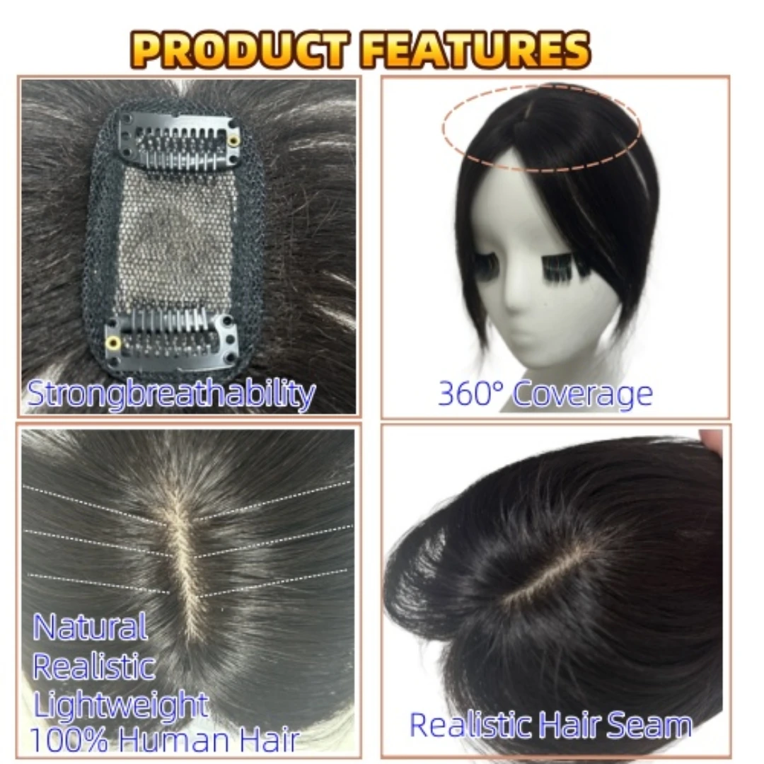 Frangia naturale per capelli umani Frangia laterale per donna Parte centrale 3D Frangia finta Estensioni dei capelli clip-in Posticci invisibili - immagine 3