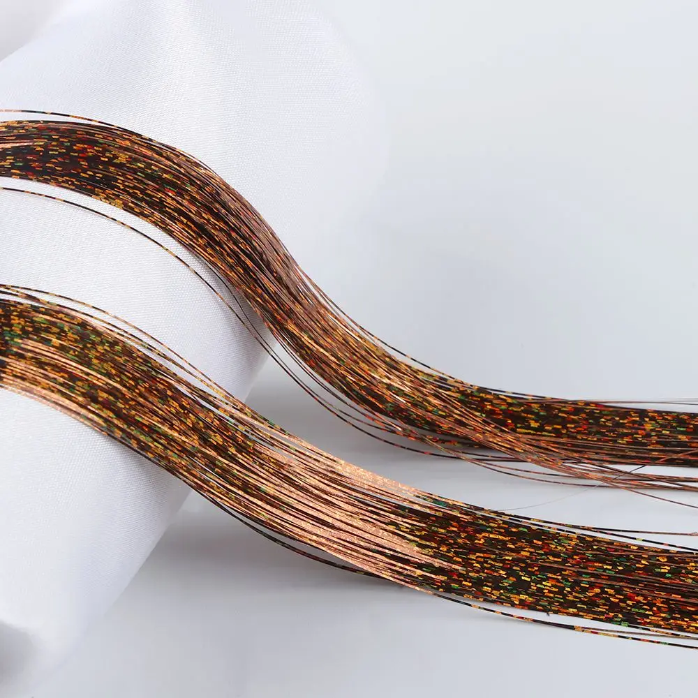 100 fili Ragazze Streak Clubbing Estensione dei capelli scintillanti Capelli di seta bling Tinsel Glitter Colore arcobaleno - immagine 2