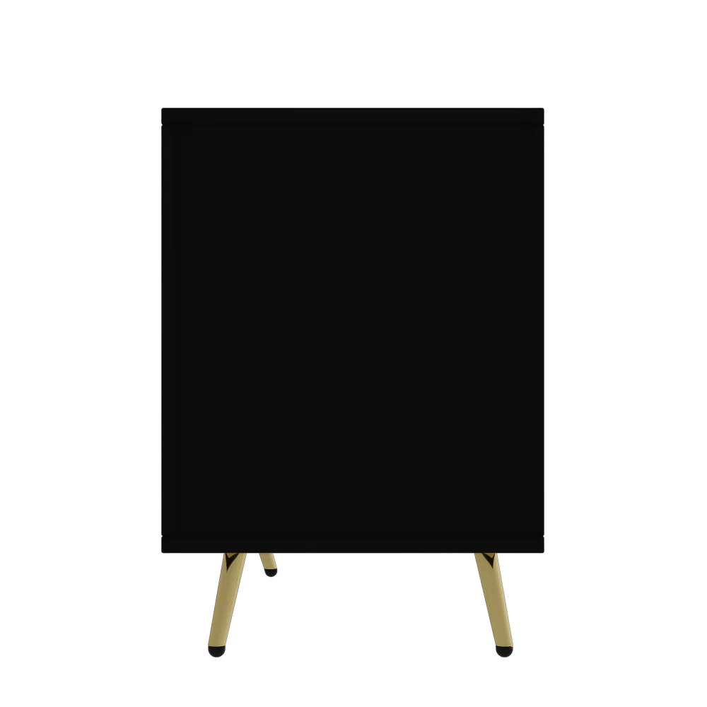 160 cm großes modernes Sideboard, 4 Türen, goldfarbene gebürstete Griffe und hochglänzende Tischbeine, ideal für Wohnzimmer, Esszimmer oder Schlafzimmer – Detail 16