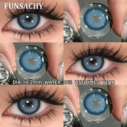 FUNSACHY Black Series Color Contact Lenses - Natural Gray & Brown Yearly Softlens (ELESIS - BLUE)