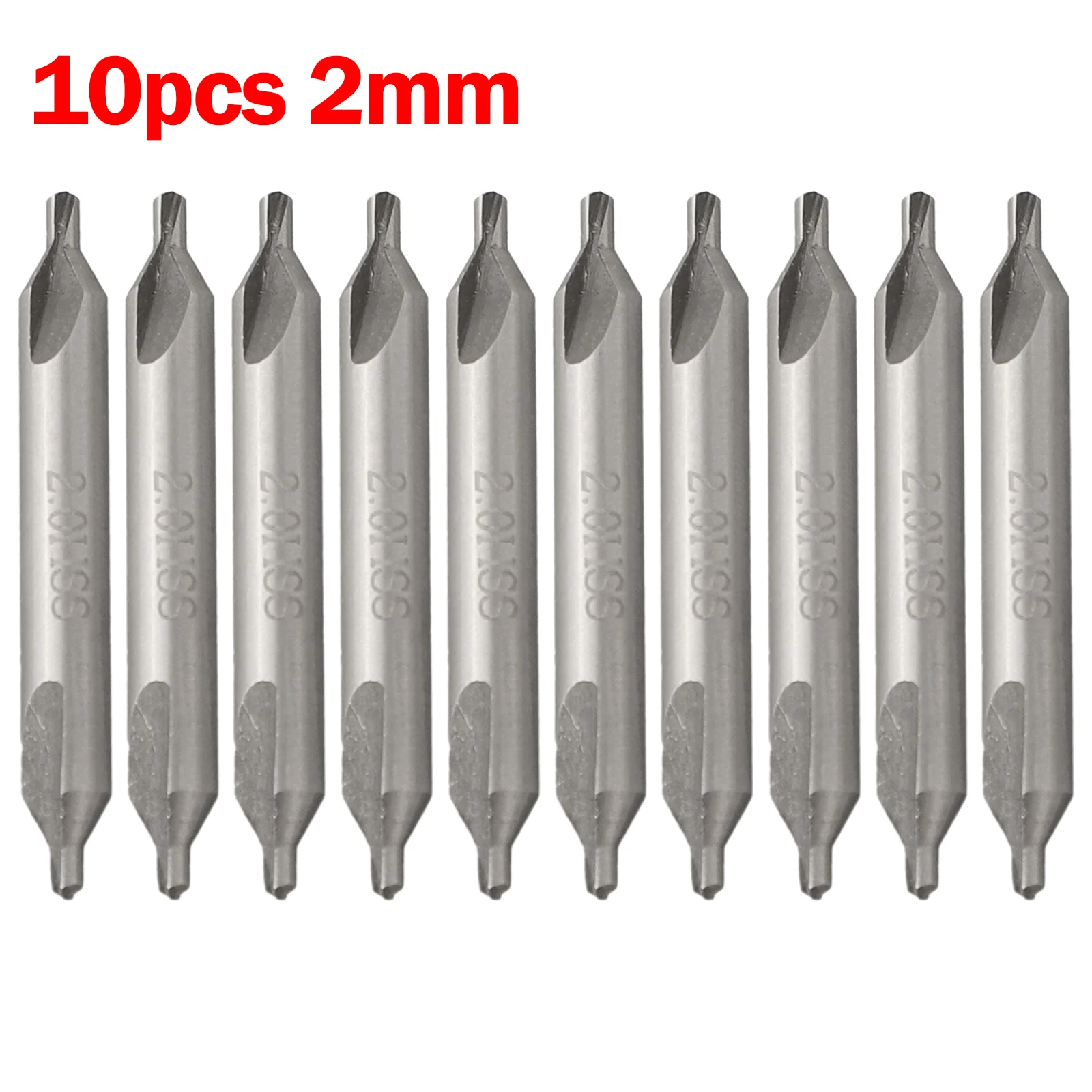 

10pcs HSS Countersinks Center Drill Bits Combined 2mm 60 Degree 42mm 2/5mm Head For Machining Metalworking Tool Accessories