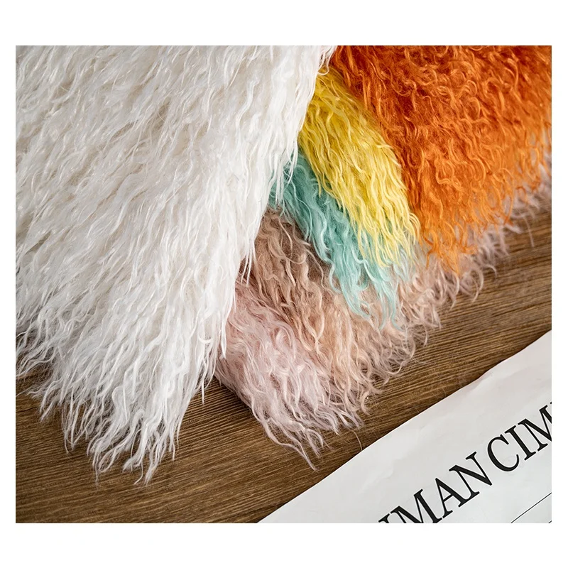 High-End Long Plu Woolen Fur DIY Handmade Fabric Small Lamb Curly Woolen Velvet Clothing Decoration Faux Beach Wool Fur