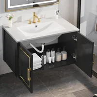30" Bathroom Vanity with Ceramic Sink, Floating Vanity with Cabinet, Wall Mount Modern Bathroom Vanity Includes Countertop 2