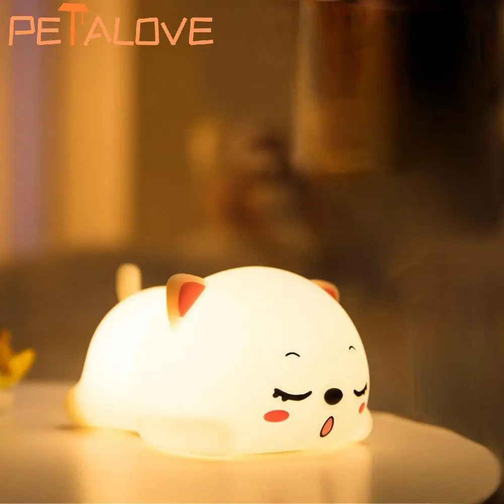 Night Light Cute Animal Panda Rabbit Duck Lovely Silicone Lamp Cloud Star Christmas Gift for Kids USB Recharge Warm Soft Light 3