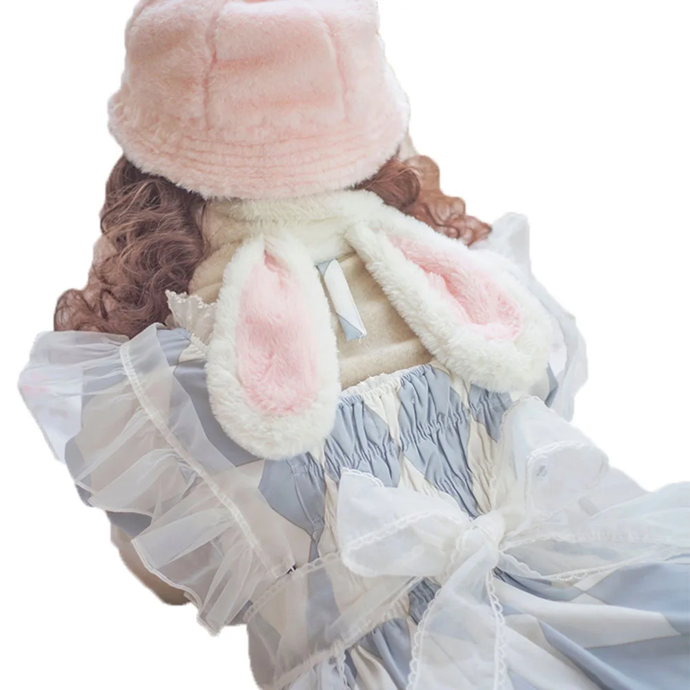 

Женский зимний шарф, теплый плюшевый шарф с ушками кролика и медведя, розовый, белый, хаки, кофейный