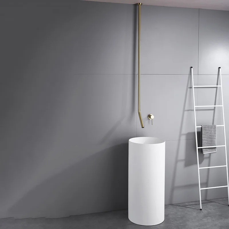 

Tuqiu Hanging Ceiling Brushed Gold Bathroom Faucet Matt Black Bathroom Basin Faucet Sink Tap Water Drop Faucet Water Mixer