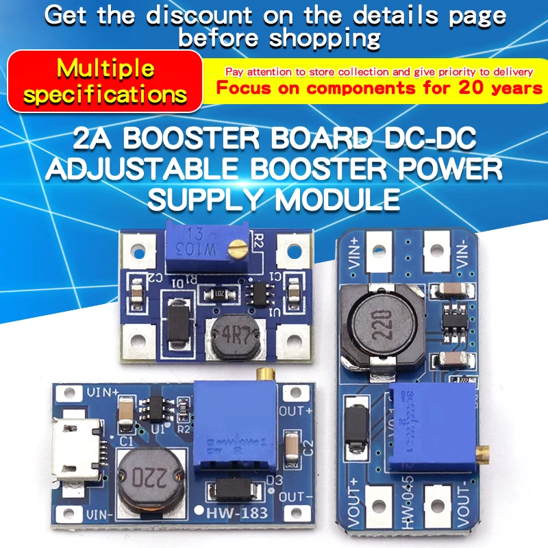 2A Boost Board Dc-Dc Boost Regolabile E Modulo Di Alimentazione Stabilizzato Ingresso Mt3608 2-24V Litri 5/9/12/28V