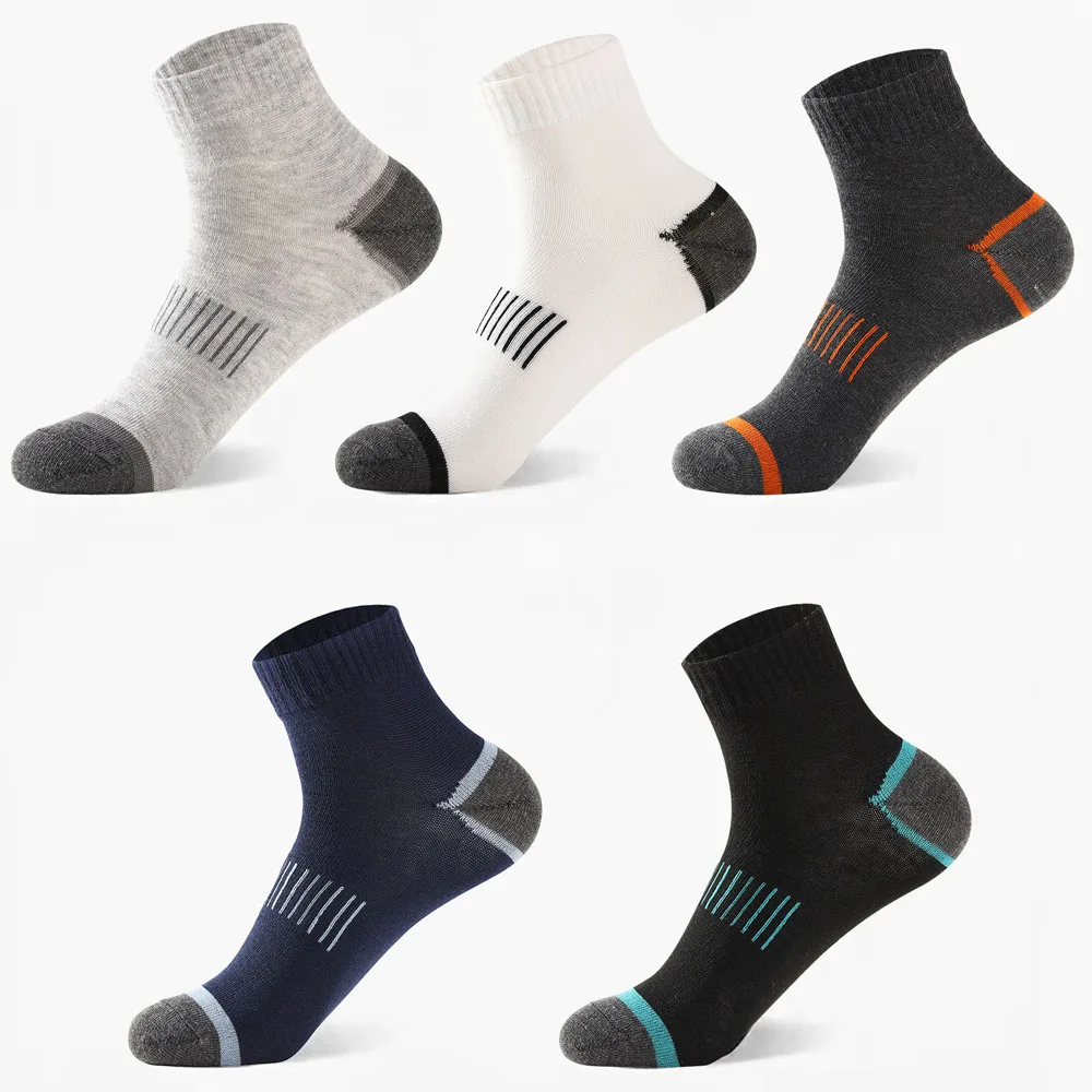 

5 Pairs of Men's Socks Spring and Summer Outdoor Hiking Socks Casual Breathable Deodorant Sports Running Ankle Socks