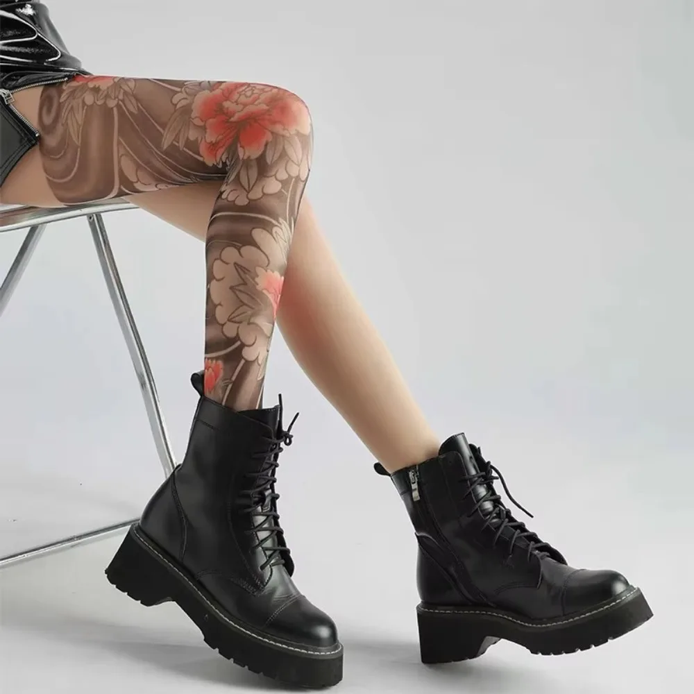 Frauen Sexy Gedruckt Strumpfhosen Gefälschte Tattoo Pfingstrose Strumpfhosen Weibliche Perspektive Mesh Leggings Hohe Strumpfhosen Weibliche Strümpfe – Detail 18