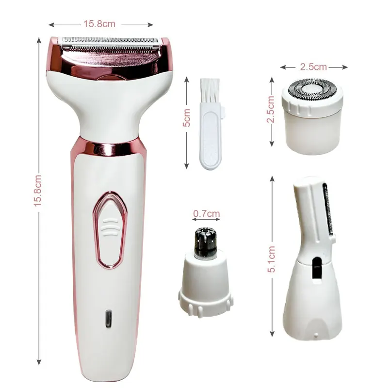 4-in-1 Electric Shaver for Women Face Nose Legs Underarm Bikini Trimmer