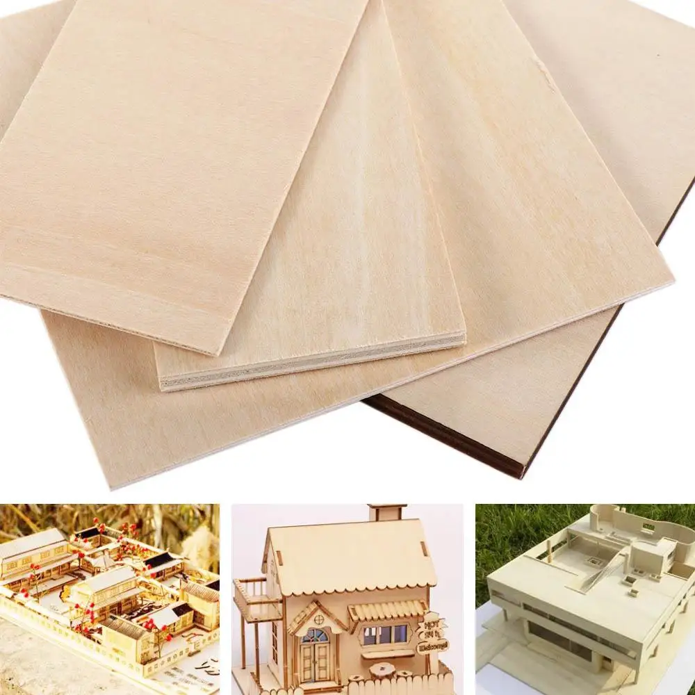 

DIY Wooden House Construction Materials Wooden Plywood Board Aviation Model Layer Board Basswood Plywood Sheet Rectangle Wood