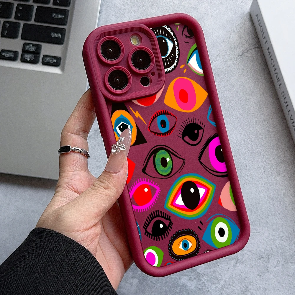 Turkish Blue Evil Eye Protective Phone Case with Lens Cover