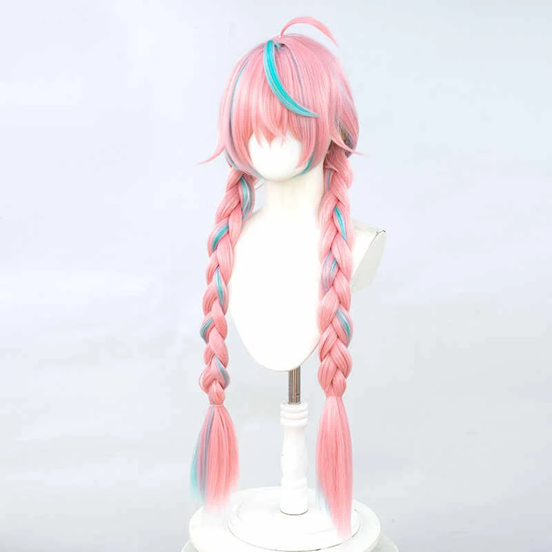 Pink Green Synthetic Cosplay Wig for Anime