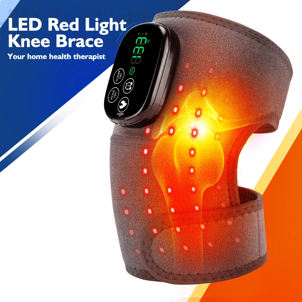 3 In 1 LED Red Light Knee Massager 660 850nm Infrared Therapy Shoulder Elbow Massager Heated Vibration Knee Brace For Arthritis