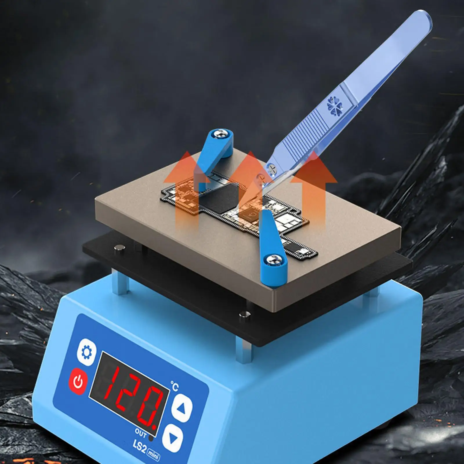 Electric Heating Plate for Phone Maintenance EU 220V Plug Multipurpose Sturdy Anti Skid Feet 160W 3.9x4.7x4inch Range 0-260&deg;C