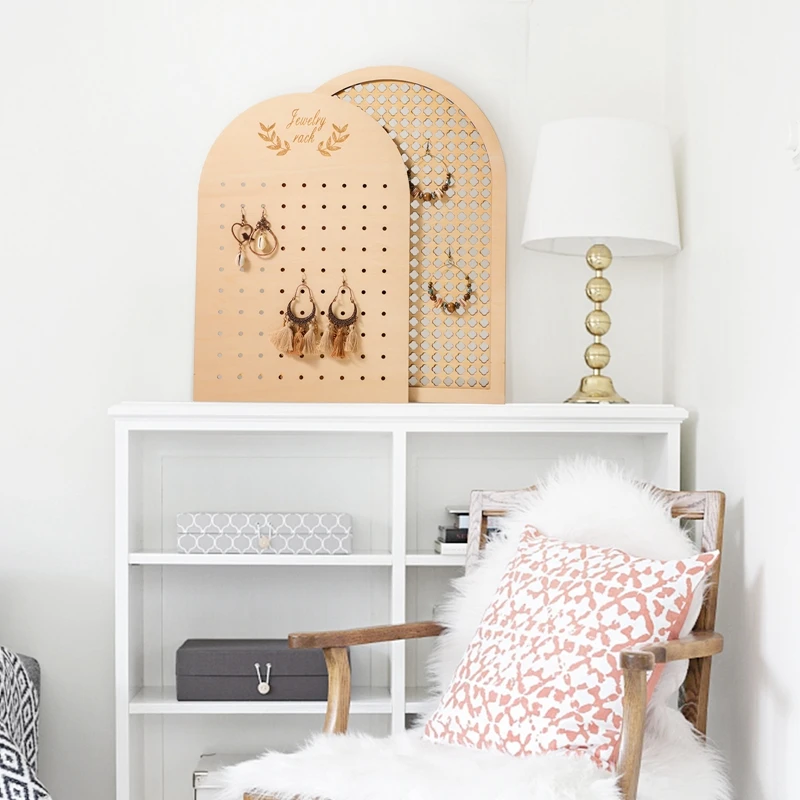 Wooden Jewelry Display Stand Tray Storage Racks Earrings Necklaces Rings Jewelry Box Desktop Organizer Holder Make Up Packaging