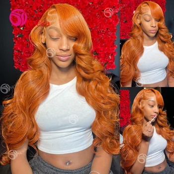 Ginger Human Hair Wig Body Wave Human Hair Wigs 13x6 Hd Lace Frontal Wig Brazilian Colored 13x4 Lace Front Wigs For Black Woman 1