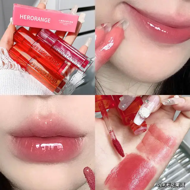 HERORANGE HR557 Heart Tide Colorful Mirror Light Lip Enamel Soft and Rich Color Presents Charming Lip Makeup 4