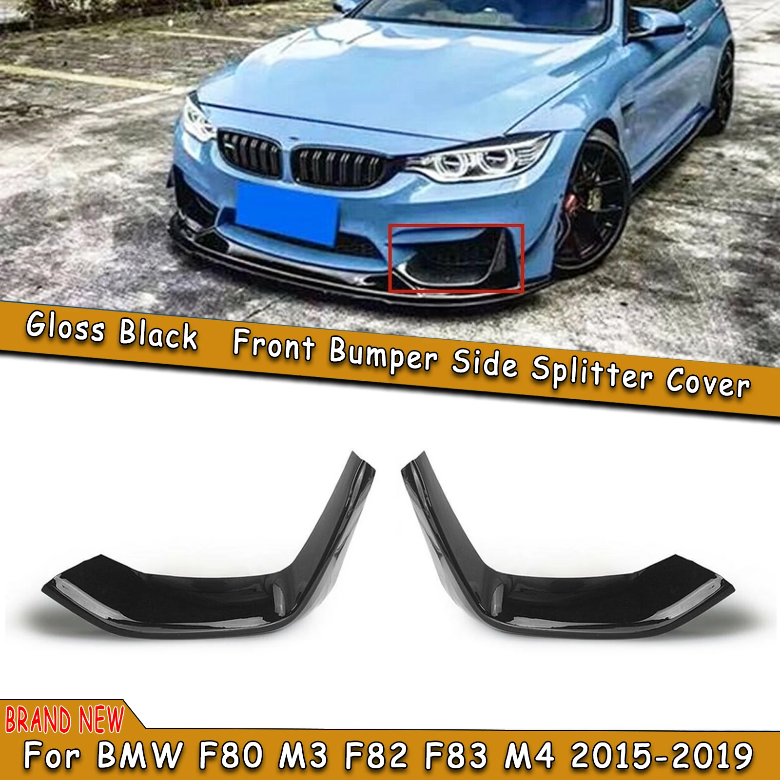 

2 шт., крышка для переднего бампера, бокового спойлера, заглушка для вентиляционного отверстия автомобиля, сплиттер для BMW F80 M3 F83 F82 M4 2015-2020