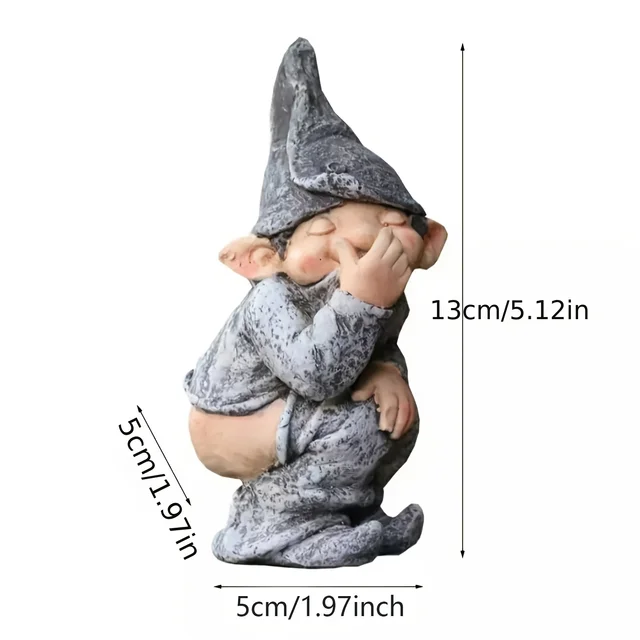 Kültéri Szobor, Szemtelen Knome Figure Gyep Dísz Törpe Szobrászat Terasz Udvari Dekoráció Táj Tornác - Image 5