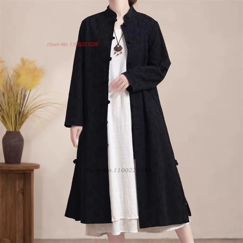 chinese vintage hanfu tops women national cotton linen jacquard jacket traditional feminino streetwear folk coat cardigan
