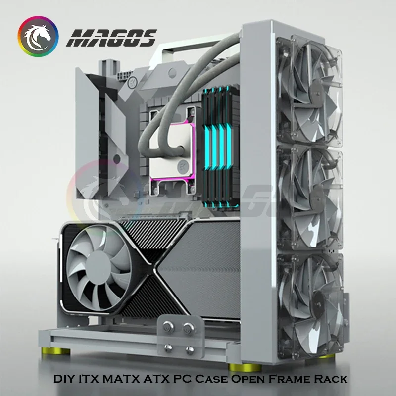 Diy Gamers Gabinete Mod Itx Matx pc Case Open Frame Alumínio Criativo Torre Atx Desktop Gaming Computador Chassis Rack - Imagem 3
