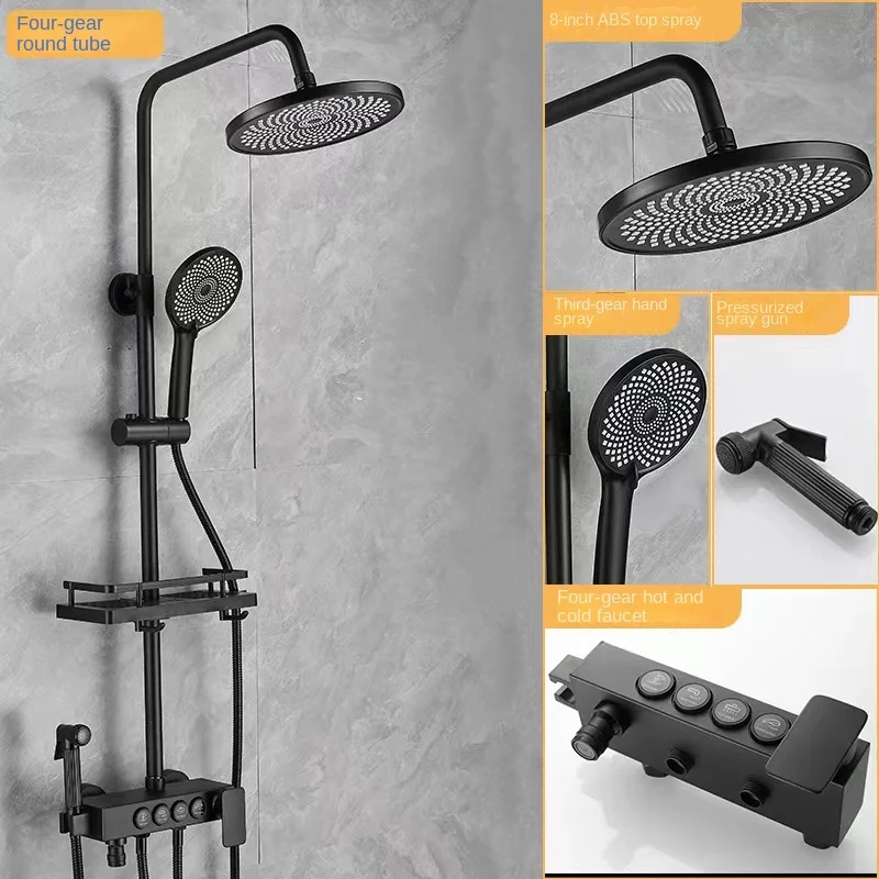 

Wholesale Bathroom Shower Full Set Black Gray Hot and Cold Shower System Hotel Household