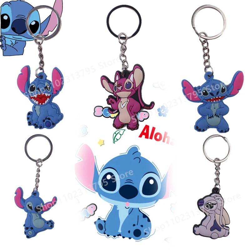

Disney Lilo & Stitch Keychain Anime Cartoon Stitch Cute Doll PVC Keyring Ornament Chain Car Pendant Kids Toys Accessories Gifts