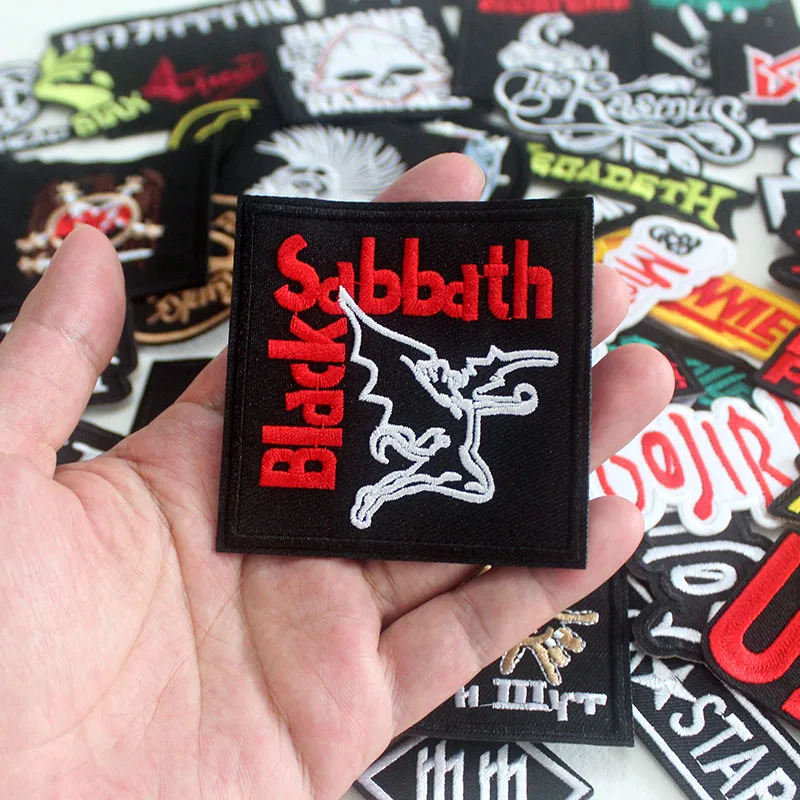 50pcs/lot DIY Rock Band Patches for Clothing Embroidered Punk Iron