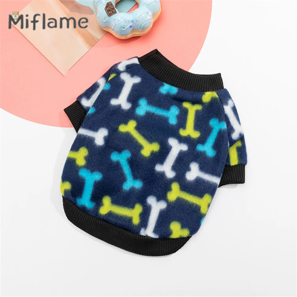 

Miflame Casual Warm Pet Clothes Bichon Yorkies Poodle Autumn Winter Sweaters Small Dogs Fleece Clothing Cat Dog Print Pullover