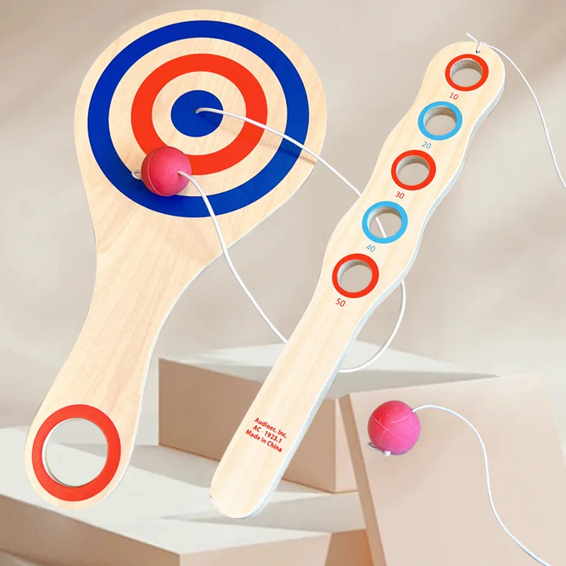 나무 손과 눈 협응력 공 던지기 캐치 게임 감각 통합 훈련 스킬 라켓 장난감 (어린이용)