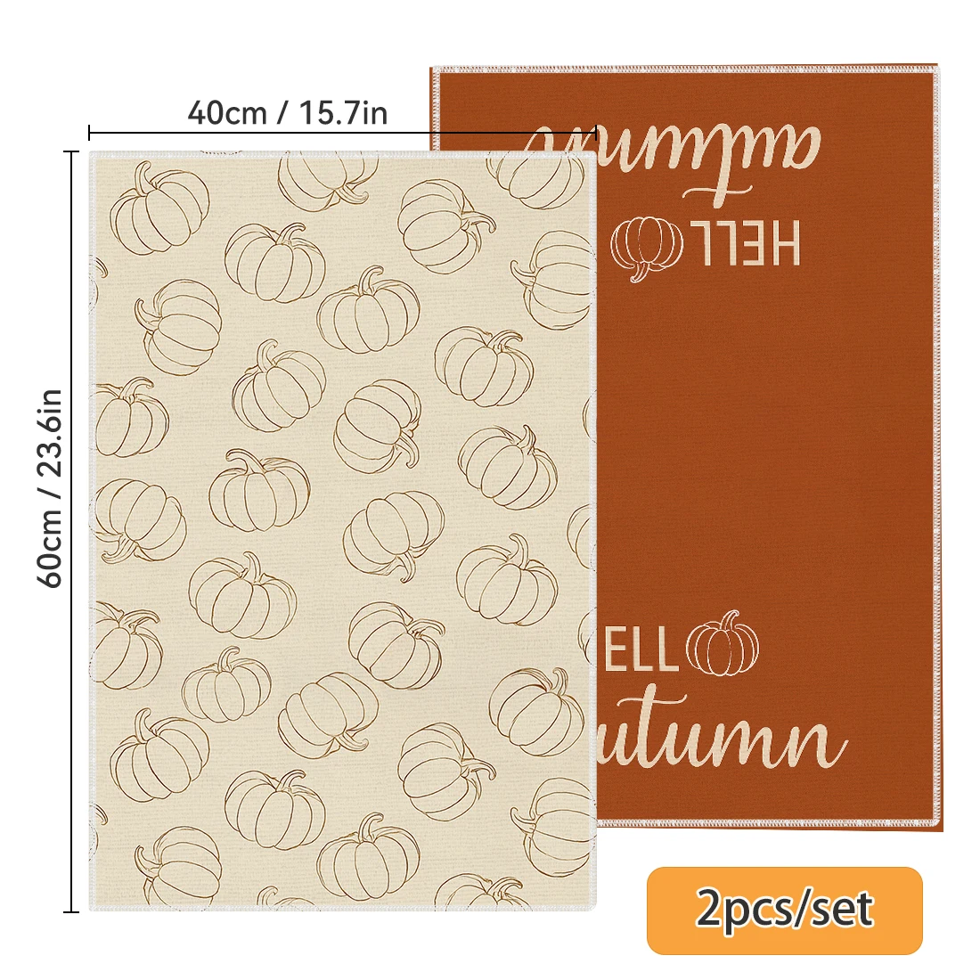 Set of 2 Soft Absorbent Autumn Thanksgiving Kitchen Towels