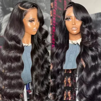 200% Density 13x4 Body Wave Lace Front Human Hair Wig Pre Plucked 40 Inch 13x6 Hd Transparent Lace Frontal Wigs For Black Women 1