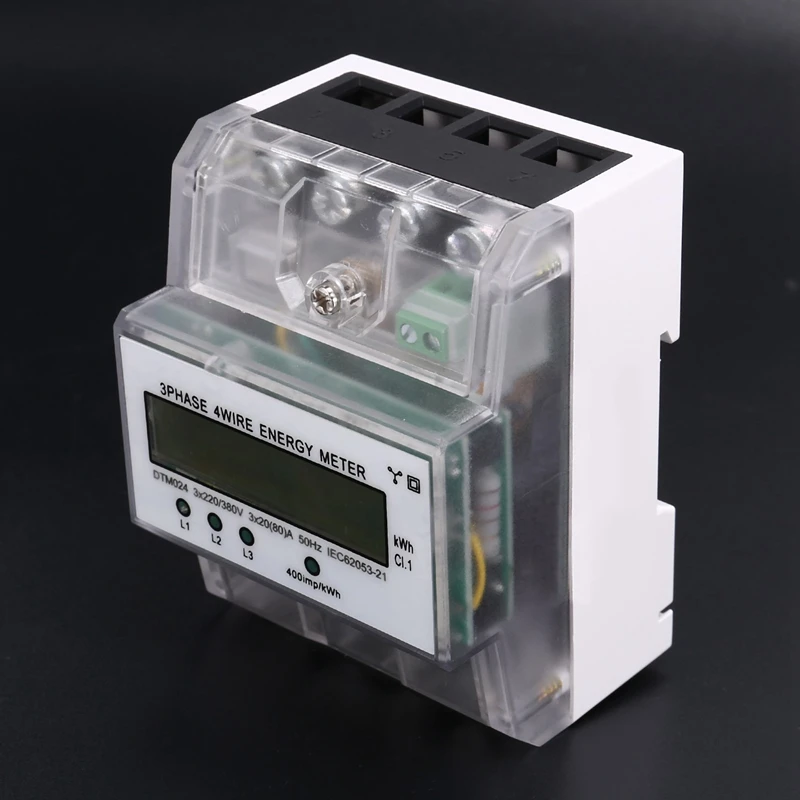 

3-фазный 4-проводной измеритель энергии HUAJIAYI 220 В, 20-80 А, измеритель потребления энергии кВтч, Цифровой Электрический измеритель мощности для установки на рельсах
