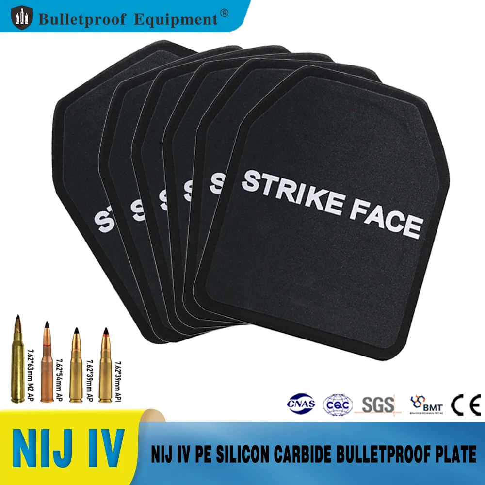 Bulletproof Plate NIJ IV 4 Stand Alone Alumina Oxide & UHMWPE Silicon Carbide  Composite Single Curve Ballistic Panel