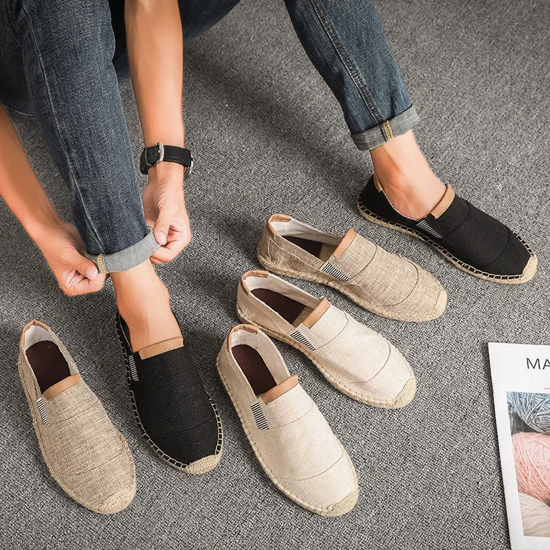 Zapatos informales de lona transpirables para hombre, alpargatas suaves a la moda china, mocasines de alta calidad